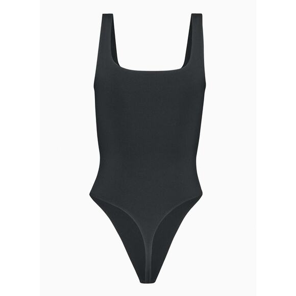 Aritzia Babaton Contour Thong Bodysuit Black Double Layer Square Neck Size Small - Picture 10 of 10